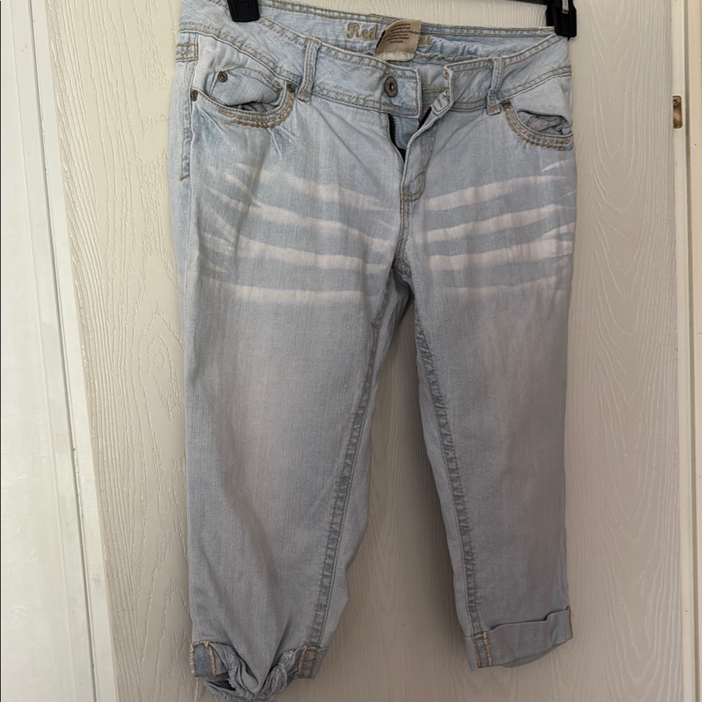 Blue Relaxed Fit Cropped Jeans